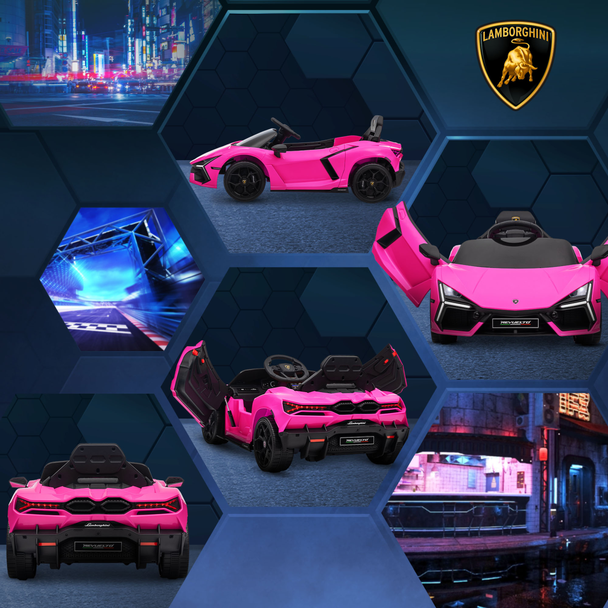 AIYAPLAY Lamborghini Revuelto Licensed Ride On Car, with Suspension, Pink