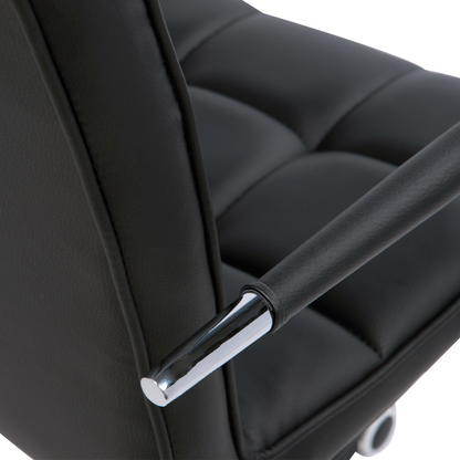 Mid Back PU Leather Home Office Chair Swivel Desk Chair with Arm, Wheel, Black