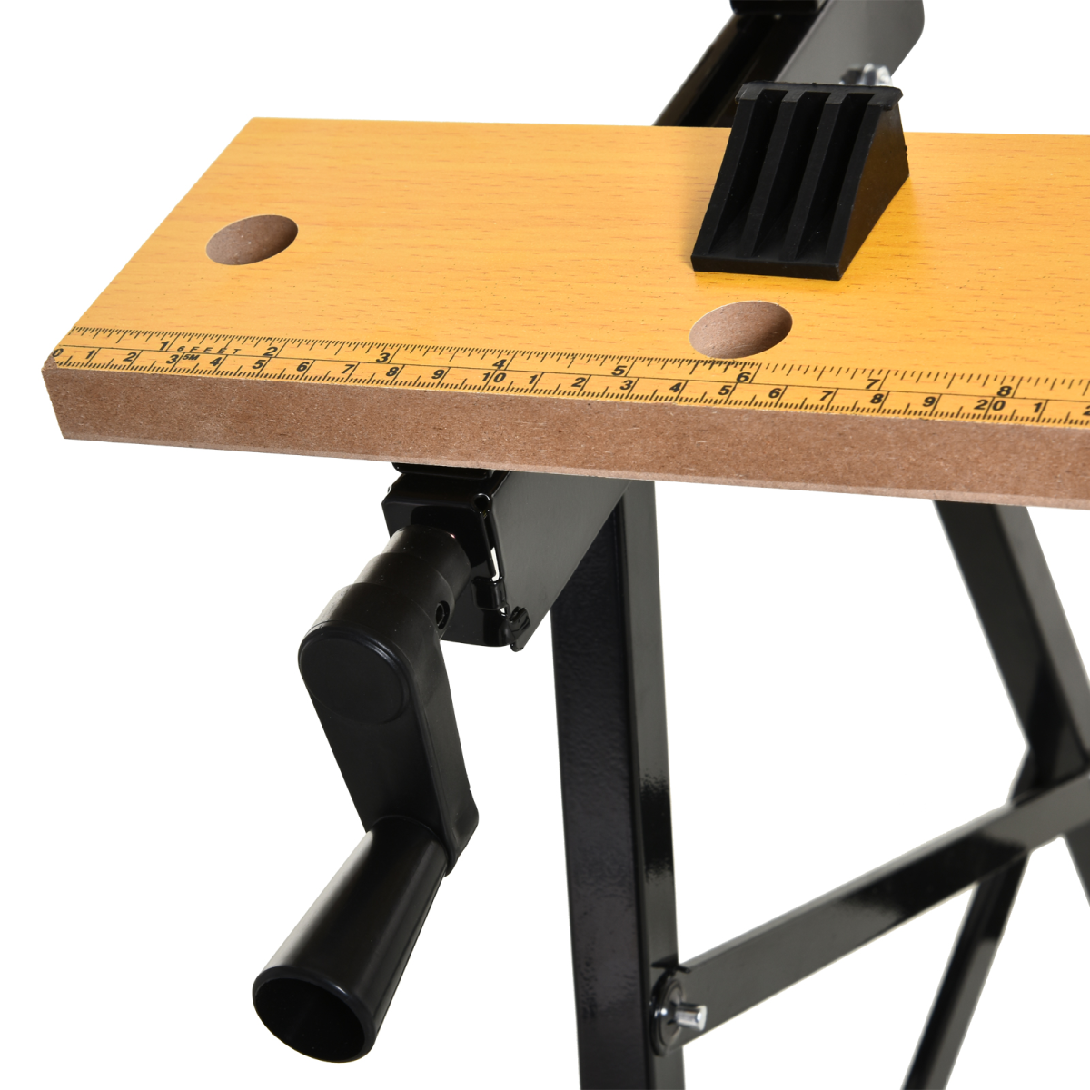 DURHAND MDF Top Portable Work Bench w Adjustable Clamps Black
