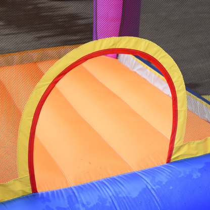 Bouncy Castle with Slide Pool House Inflatable w/ Blower Multi-color Outsunny