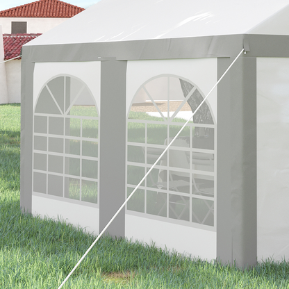 4 x 4m Party Tent, Marquee Gazebo with Sides, Four Windows and Double Doors