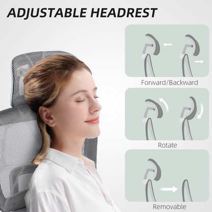HOMCOM Ergonomic Office Chair Swivel Computer Chair with 3D Armrest Grey