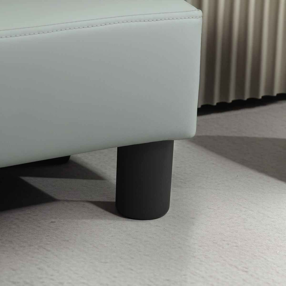 HOMCOM Chic Faux Leather Footstool Small Footrest with 4 Plastic Legs, Grey