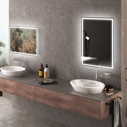 kleankin Illuminated Bathroom Mirror with LED Lights, 3 Colours, Defogging Film