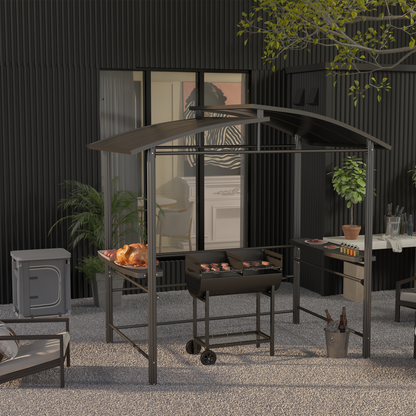 Outsunny Steel 2-Grill Charcoal BBQ w/ Wheels Black