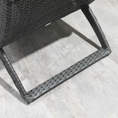 Garden Patio Rattan Wicker Folding Sun Lounger Cushion  Grey