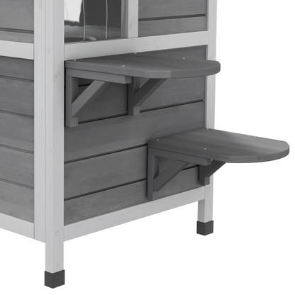 Cat Condo w/ Tons of Room & Openable Roof, Fir Wood, Outdoor/Indoor Catio Grey