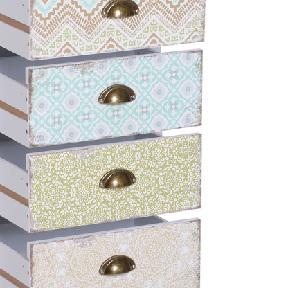 Storage Chest Unit Dresser 5 Drawer Retro Style Wood White Entryway