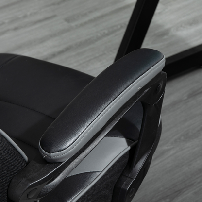 Gaming Chair Ergonomic Reclining w/ Manual Footrest Wheels Stylish Office Grey