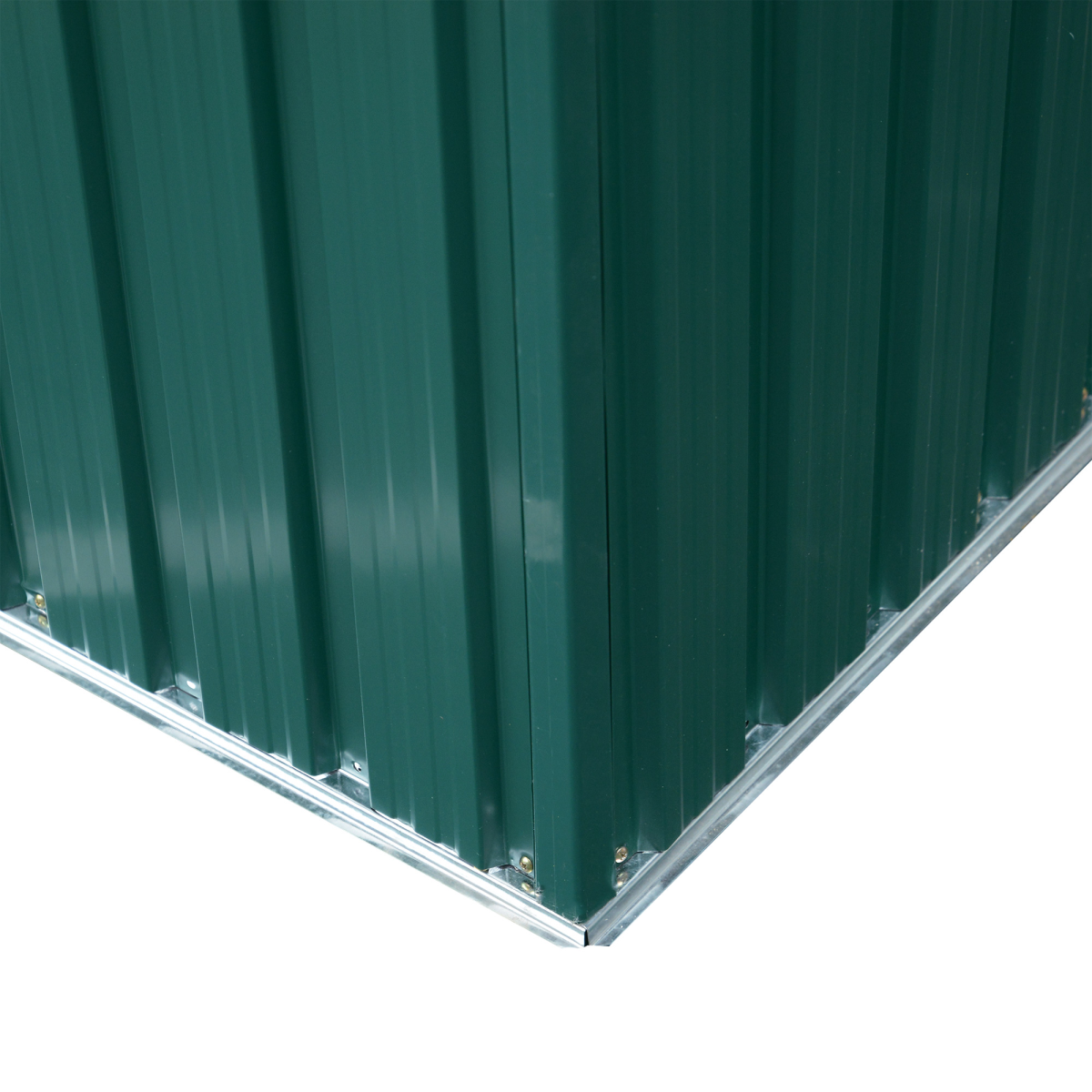 Pent Roofed Metal Shed Foundation Vent 260x133x200cm Sliding Door Green