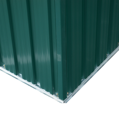 Pent Roofed Metal Shed Foundation Vent 260x133x200cm Sliding Door Green
