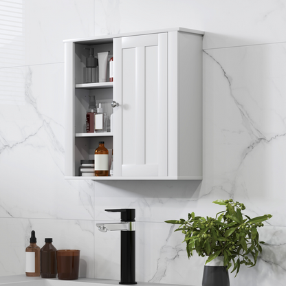 HOMCOM Modern Wall Mounted Bathroom Cabinet with Adjustable Shelves, White