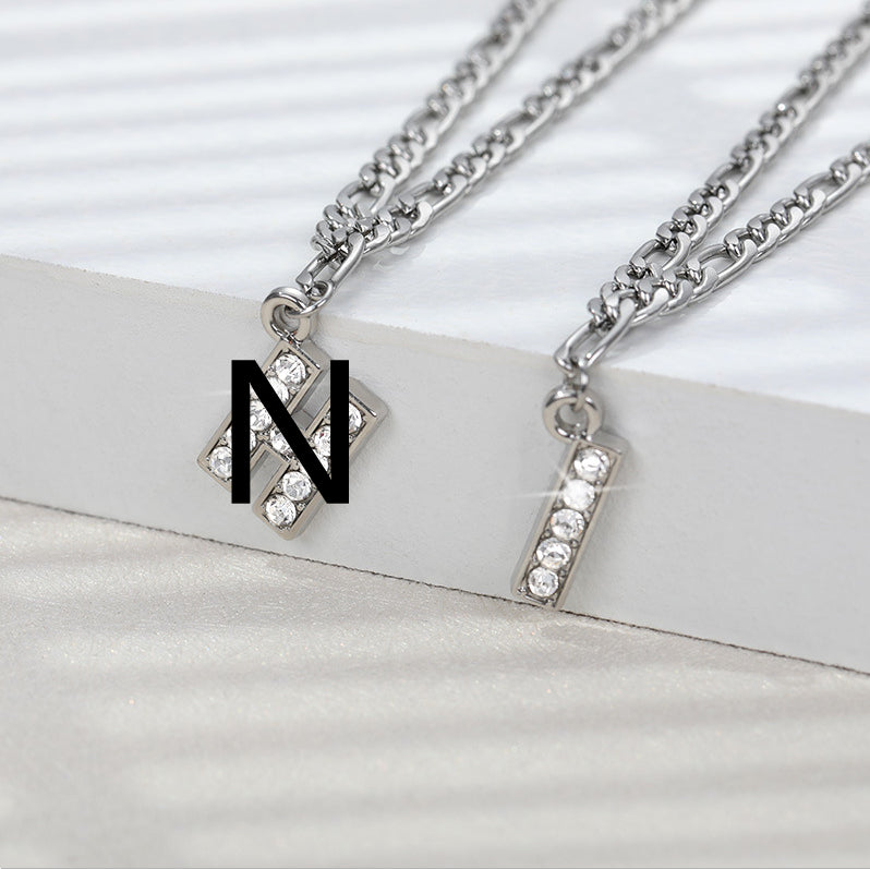 English Alphabet Stainless Steel Zircon All-match Anklet