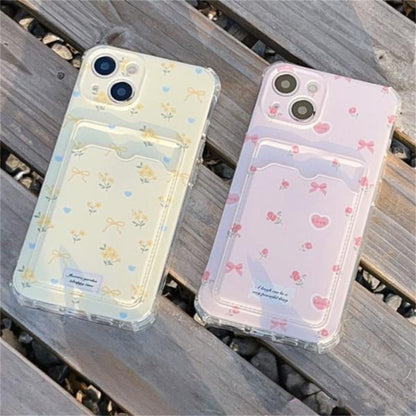 Small Broken Flower Phone Case Can Be Inserted Card