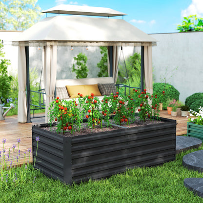 Outsunny Raised Beds for Garden, Galvanised Steel Outdoor Planters with Multi-reinforced Rods, 180 x 90 x 59 cm, Black