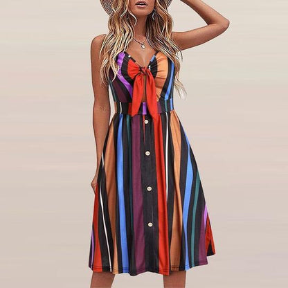 Summer New Sexy Print Suspender Backless Dress