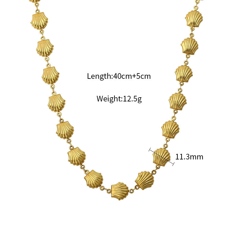 Shell Charm Titanium Steel Bracelet - Gold Plated Beach Jewelry for Women