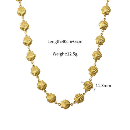 Shell Charm Titanium Steel Bracelet - Gold Plated Beach Jewelry for Women