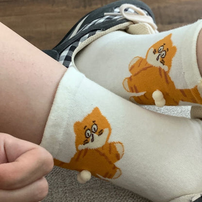 Women's Thin Solid Color Cute Cartoon Funny Long Socks