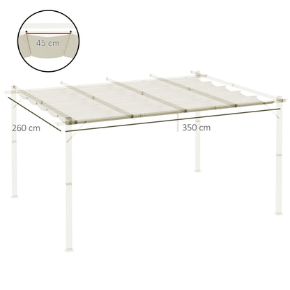 Outsunny Retractable Pergola Shade Cover, Replacement Canopy for 4 x 3 (m) Pergola, Retractable Roof, Cream White
