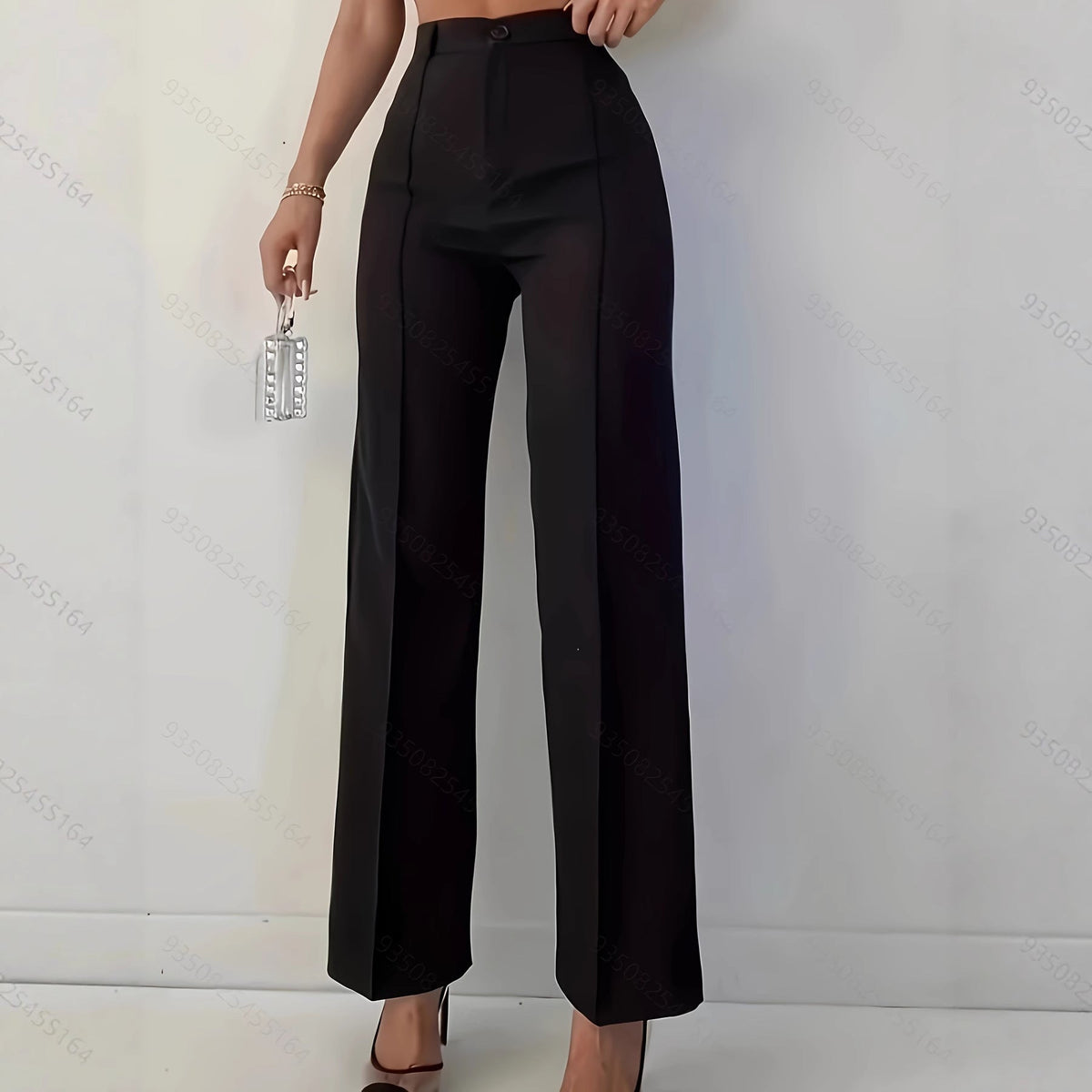 High Waist Slim Fit Solid Color Casual Pants