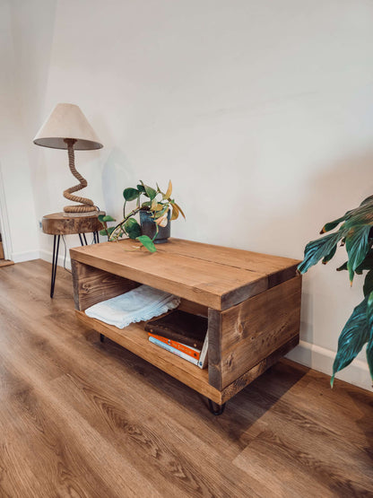 Solid Wood Chunky TV Unit With 4 inch Metal Legs