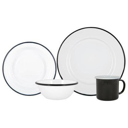 16pc White Enamel Dinner Set