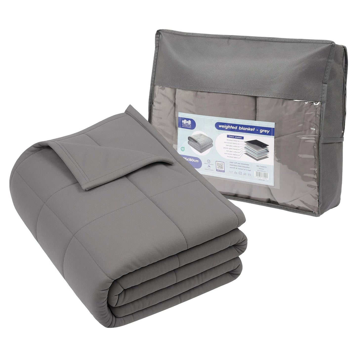 Weighted Blanket with Storage Bag - 125 x 180cm - 6kg - Grey