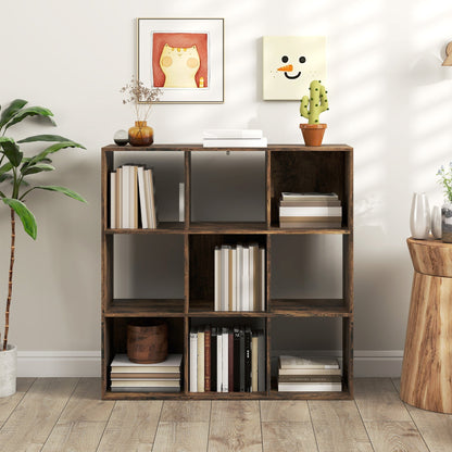 HOMCOM Nine-Cube Storage Shelf - Rustic Brown