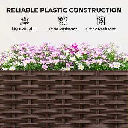 Outsunny Raised Garden Bed with Trellis, Tomato Cage with Lockable Wheels, Self Watering Planter Box with Drainage Holes, Brown
