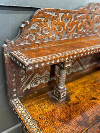 Antique Anglo-Indian Carved Oak Hall Table Sideboard / Antique Console Side Table