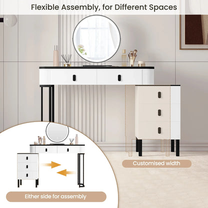 WOLTU Dressing Table with LED Lighting Mobile Mirror Vanity Flexible Assembly Makeup Cosmetic Table for Girls Women Bedroom