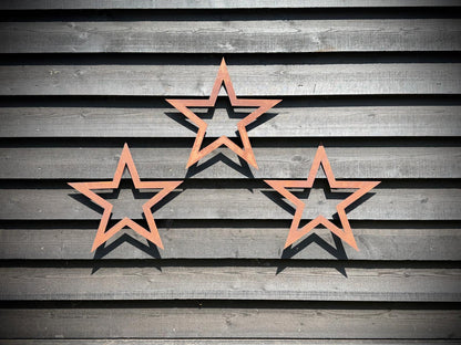 Set of 3 Rusty Metal Stars, Decorations For The Home And Garden.