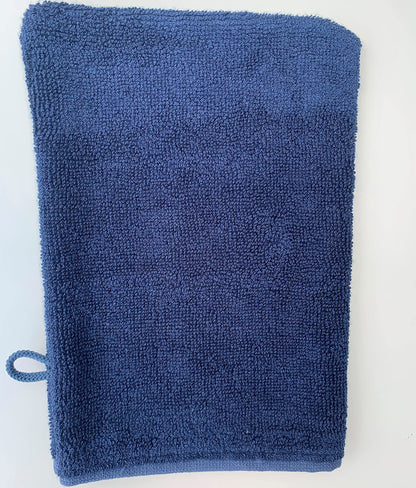 Sue Rossi Ltd Face Cloth Wash Mitt Set 50% Cotton 50% Bamboo 15cm x 22cm Face Flannel Glove Soft Absorbent (Navy Blue 2 Pack)