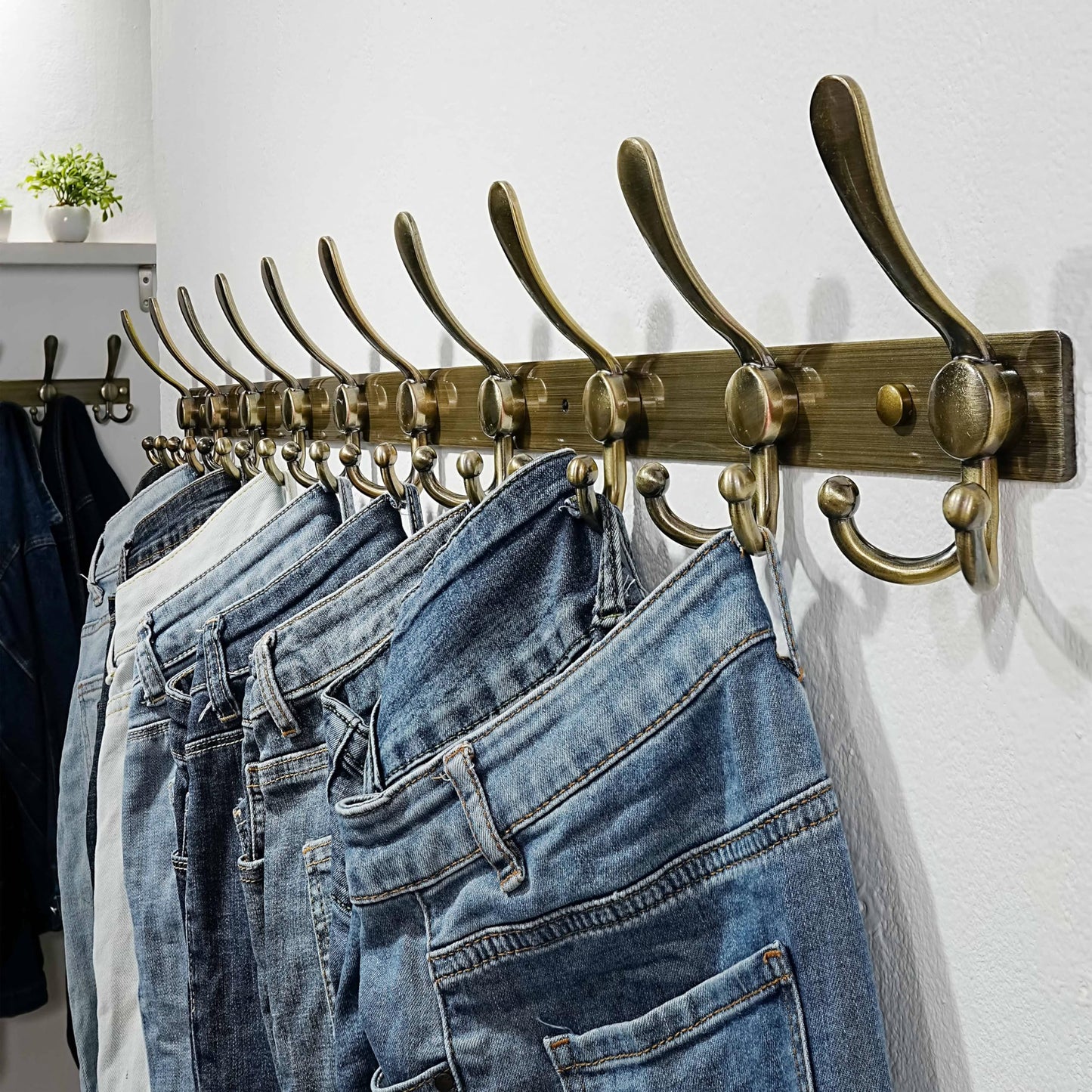 Dseap Coat Rack Wall Mount 94cm, Heavy Duty 2.5mm Base vs Flimsy 1mm, Double-Thick Solid Anti-Snap Hooks