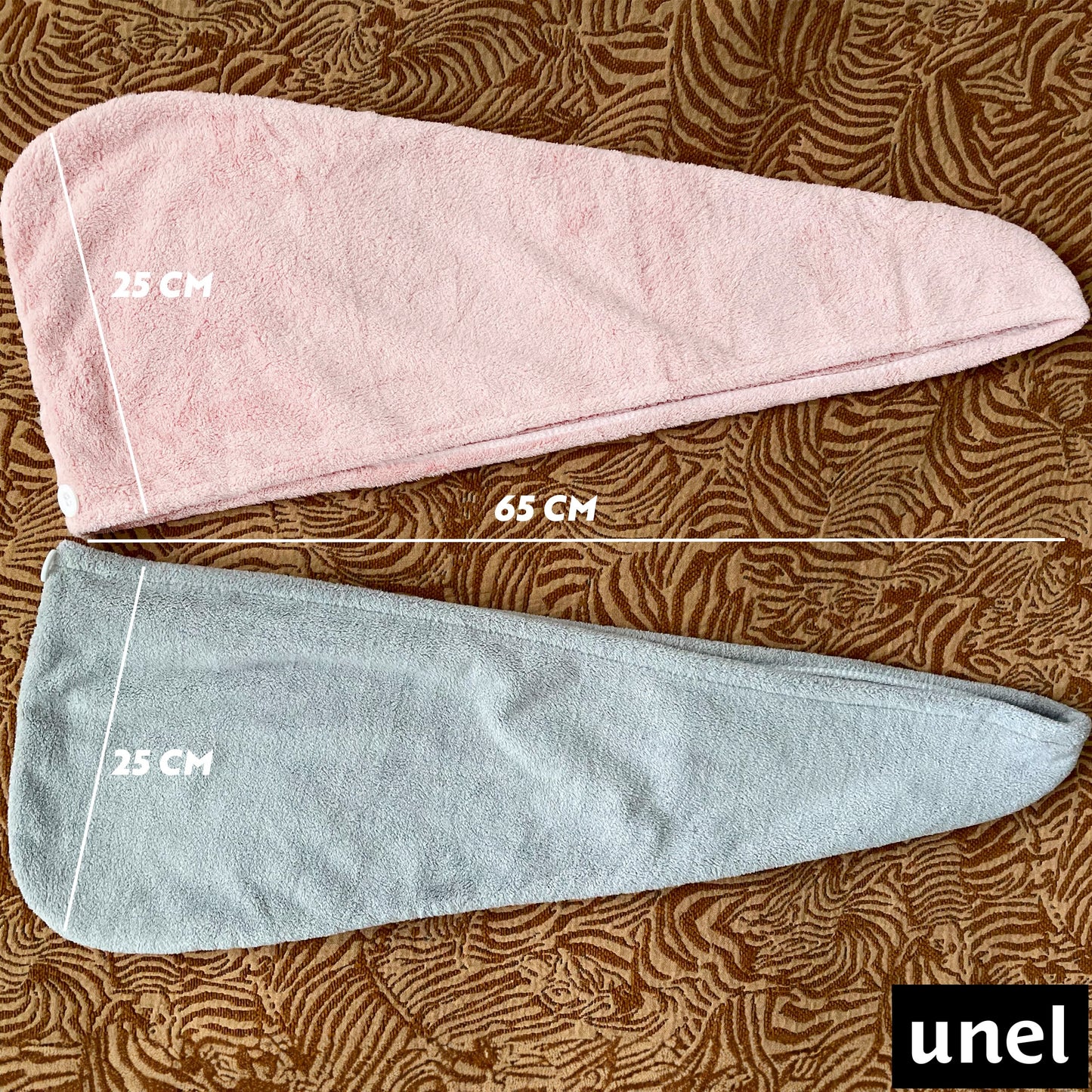 unel Microfiber Hair Towel, Fast Drying Soft and Anti Frizz Head Towel, Super Absorbent Turban Cap 65cm x 25cm (Grey, 1)