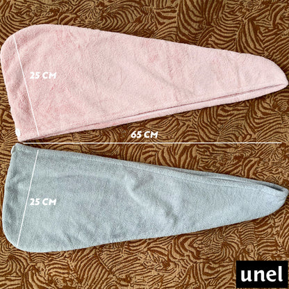 unel Microfiber Hair Towel, Fast Drying Soft and Anti Frizz Head Towel, Super Absorbent Turban Cap 65cm x 25cm (Grey, 1)