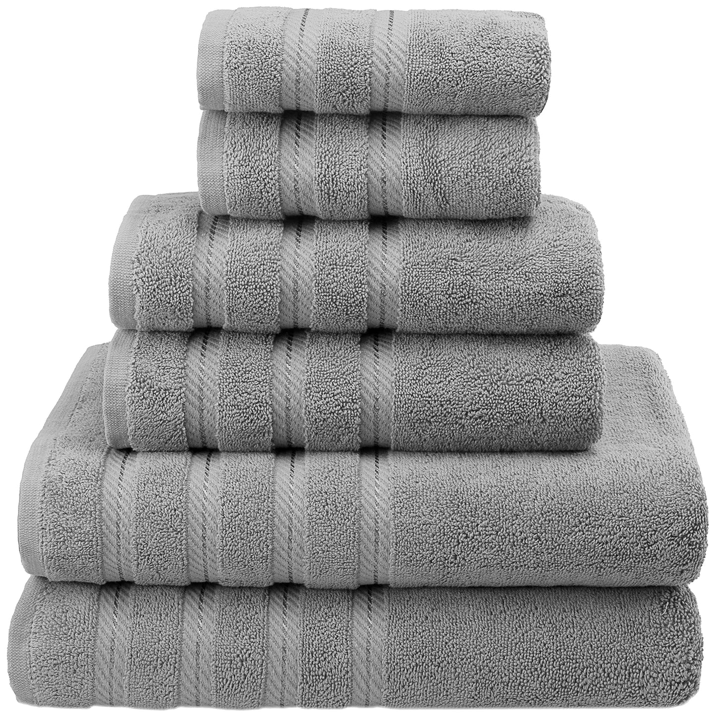 American Soft Linen 100% Turkish Carde Cotton 6 Piece Towel Set, 560 GSM Towels for Bathroom, Super Soft 2 Bath Towels 2 Hand Towels 2 Washcloths,