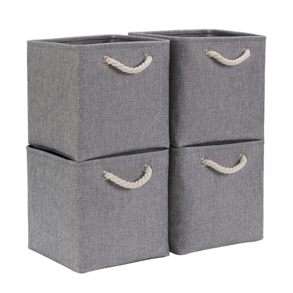 Mangata 28x28x28cm Cube Storage Boxes 4Pcs Gray Foldable Organiser Baskets