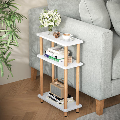 APICIZON Narrow Side Table, Slim Small Table, 3 Tier End Table Living Room, 40x18x61.5cm, Modern Thin Side Table for Living Room, Bedroom, Sofa
