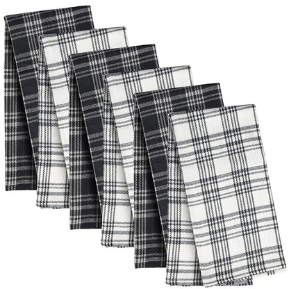 Kitchen Tea Towels Set of 6 – 100% Pure Cotton, Super Absorbent Dish Towels, Soft Lint-Free Cleaning Cloths, Quick Dry