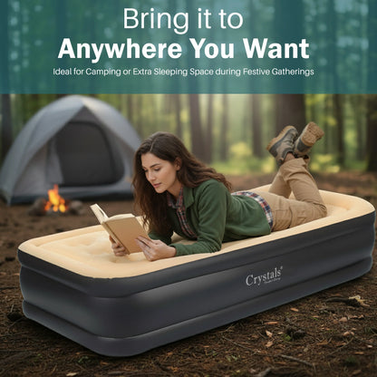 High-Rise Luxury Single Air Bed with Built-In Electric Pump
