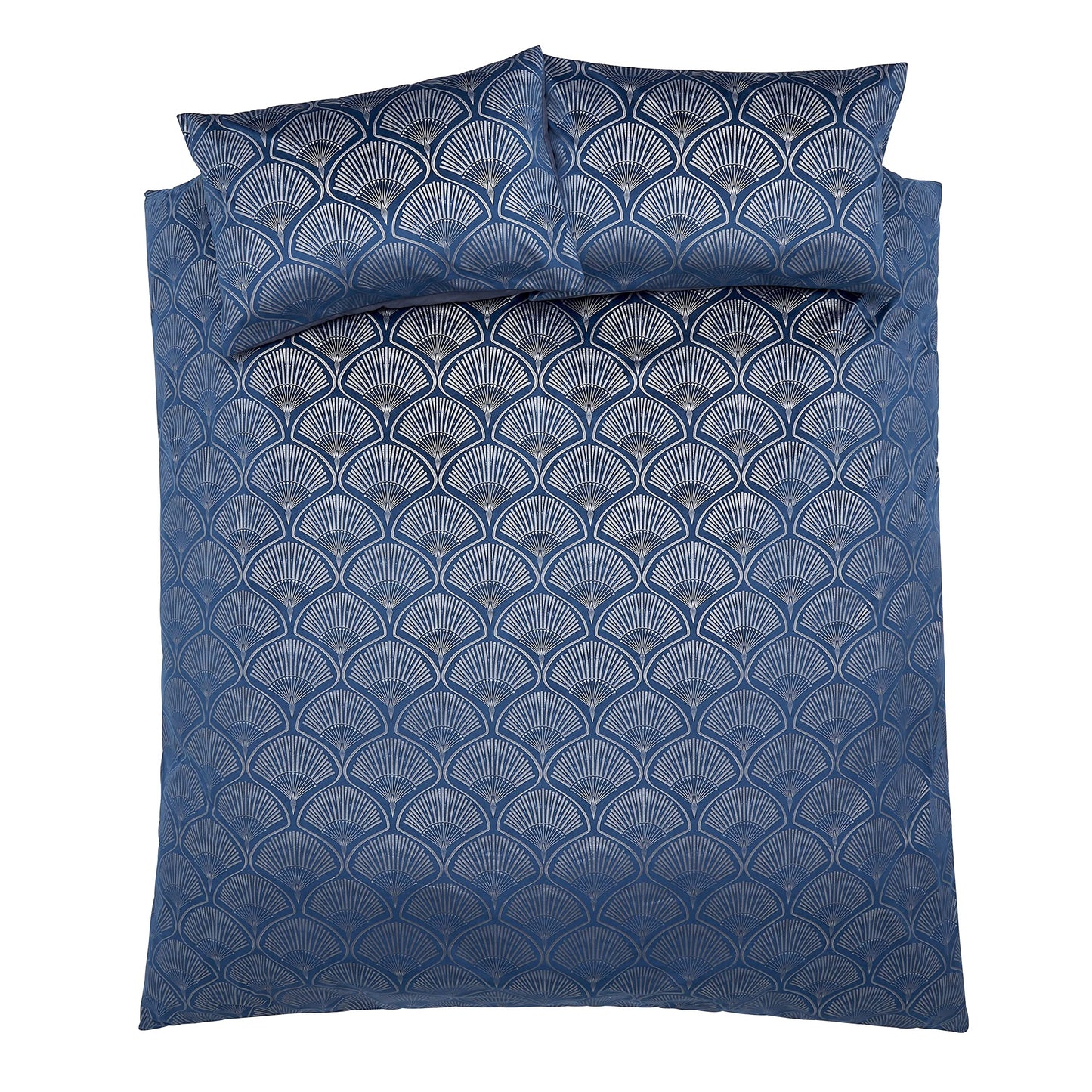 Catherine Lansfield Bedding Art Deco Pearl King Duvet Cover Set with Pillowcases Navy
