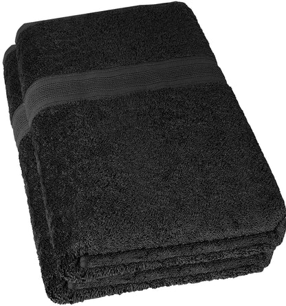NatureMark Sauna Towel Premium Quality 80 x 200 cm 100% Cotton Black Pack of 2