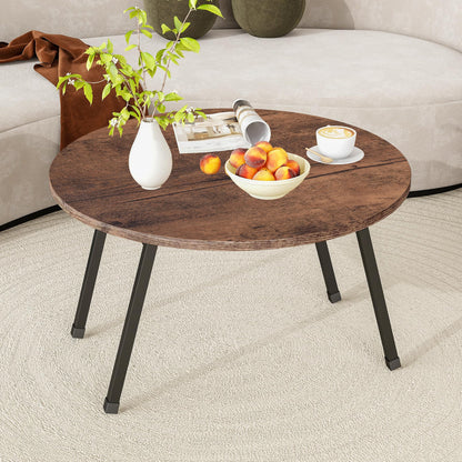 BOPRHOM Folding Coffee Table,Small Foldable Round Coffee Tables for Living Room/Bedroom,Portable Floor Table Tea Table Sofa Side Table Center Table