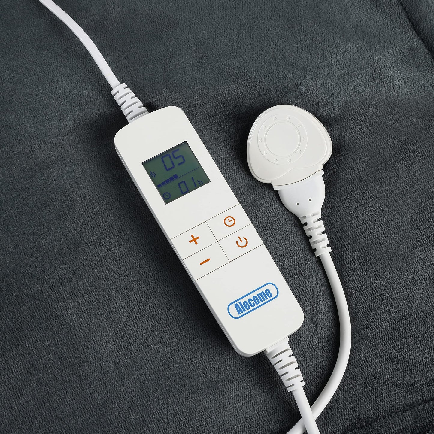 Electric Heated Throw Blanket 10 Heat Settings Washable 220gsm Fleece with Digital Remote Timer - 160cm x 130cm (Dark Grey)