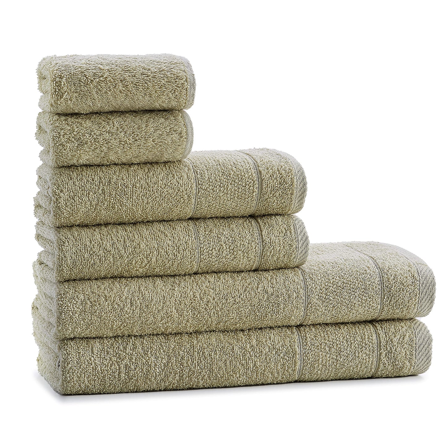 Tuiste Terry Towel Hand Towel Set Green Sage Green | 2 x Hand Towels, 2 x Guest Towels, 2 x Bath Towels Set | 100% Cotton Hand Towel Set 6 Pieces