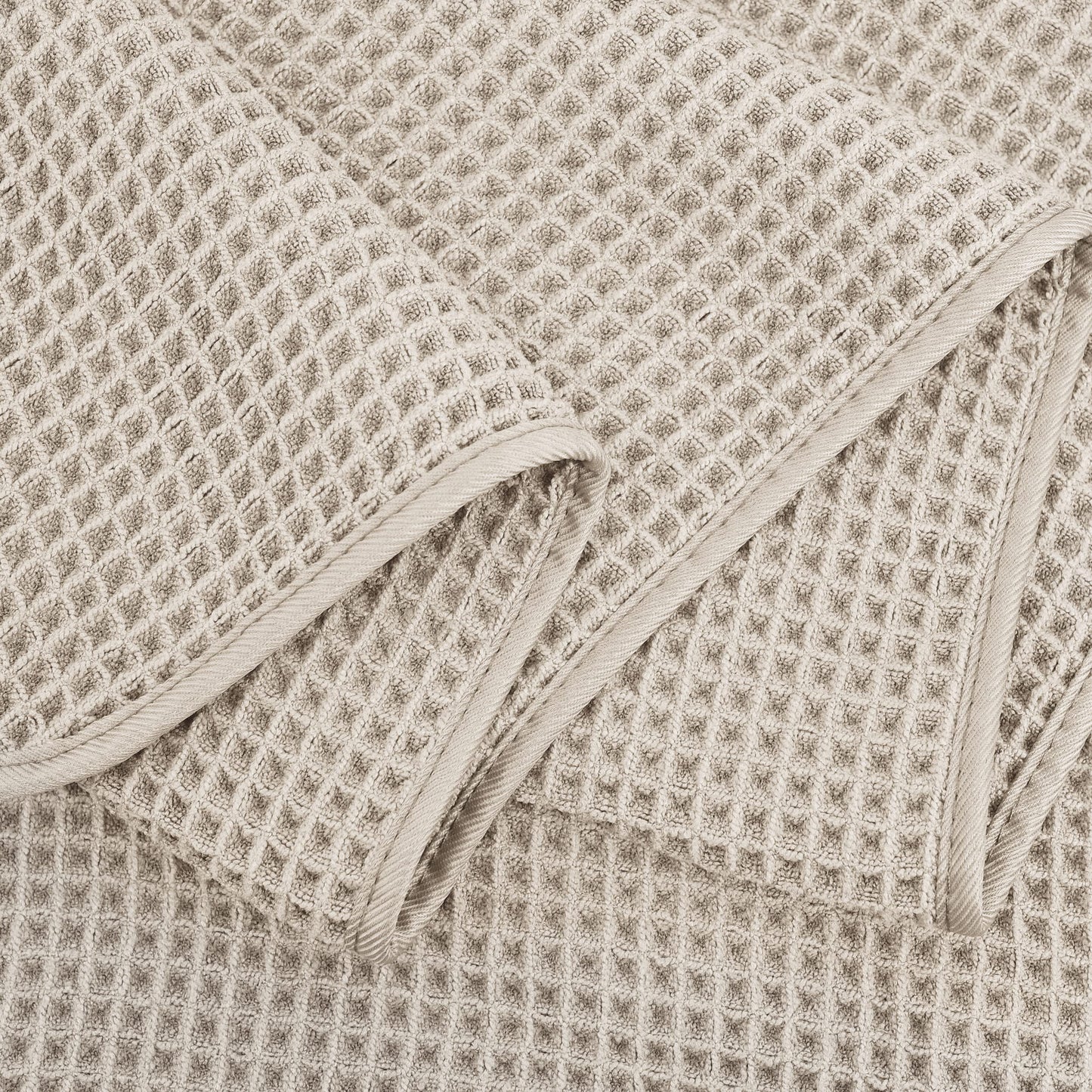 POLYTE Microfibre Oversize Quick Dry Lint Free Bath Towel, 152 x 76 cm, 4 Pack (Beige, Waffle Weave)