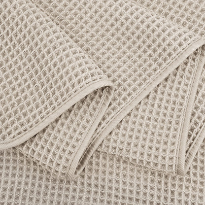 POLYTE Microfibre Oversize Quick Dry Lint Free Bath Towel, 152 x 76 cm, 4 Pack (Beige, Waffle Weave)
