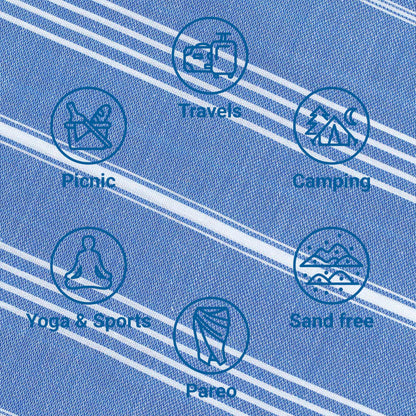 LeStoff Hammam Towel, Sauna Towel, 100% Organic Cotton, 95x180 cm, Sky Blue